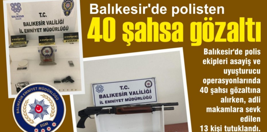 Balıkesir'de polisten 40 şahsa gözaltı