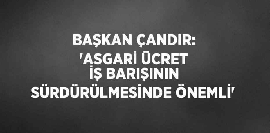 BAŞKAN ÇANDIR: 'ASGARİ ÜCRET İŞ BARIŞININ SÜRDÜRÜLMESİNDE ÖNEMLİ'