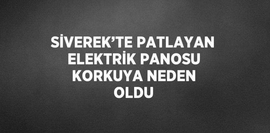 SİVEREK’TE PATLAYAN ELEKTRİK PANOSU KORKUYA NEDEN OLDU