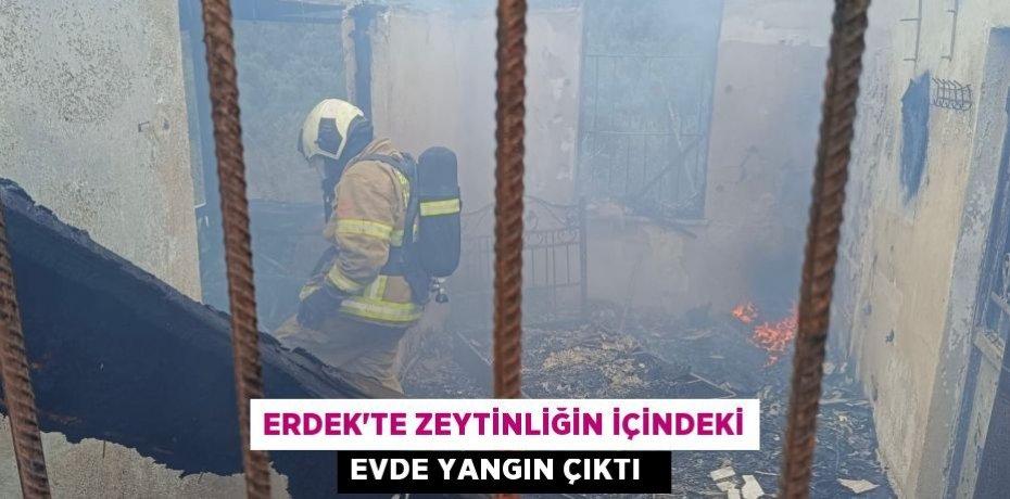 Erdek'te zeytinliğin içindeki evde yangın çıktı  