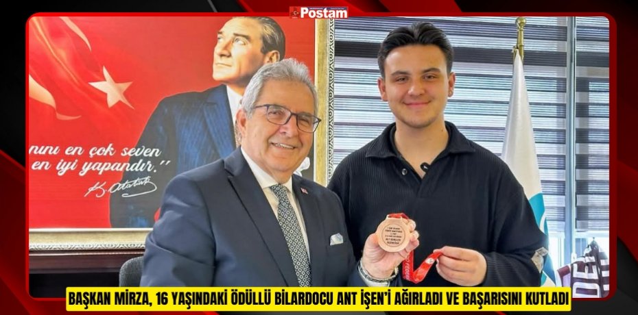 BAŞKAN MİRZA, 16 YAŞINDAKİ ÖDÜLLÜ BİLARDOCU ANT İŞEN’İ AĞIRLADI VE BAŞARISINI KUTLADI