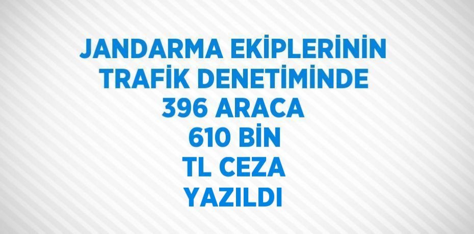 JANDARMA EKİPLERİNİN TRAFİK DENETİMİNDE 396 ARACA 610 BİN TL CEZA YAZILDI