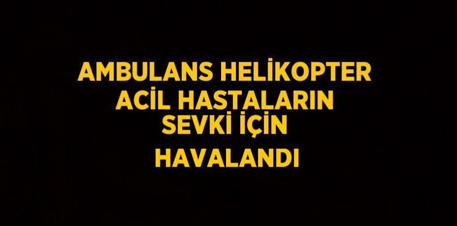 AMBULANS HELİKOPTER ACİL HASTALARIN SEVKİ İÇİN HAVALANDI