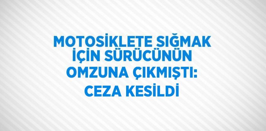 MOTOSİKLETE SIĞMAK İÇİN SÜRÜCÜNÜN OMZUNA ÇIKMIŞTI: CEZA KESİLDİ