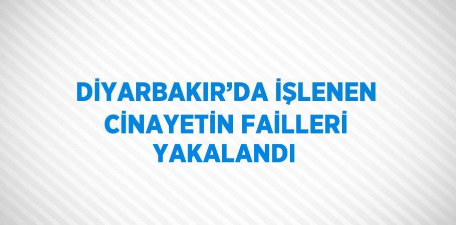 DİYARBAKIR’DA İŞLENEN CİNAYETİN FAİLLERİ YAKALANDI