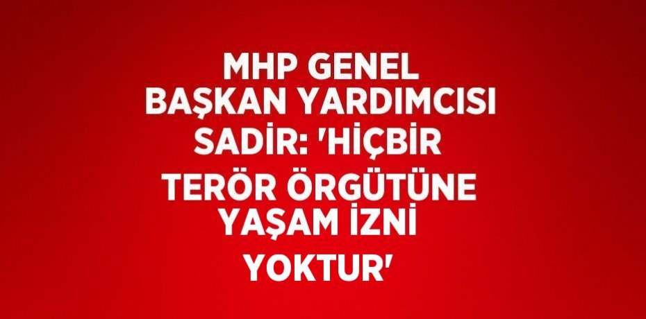 MHP GENEL BAŞKAN YARDIMCISI SADİR: 'HİÇBİR TERÖR ÖRGÜTÜNE YAŞAM İZNİ YOKTUR'