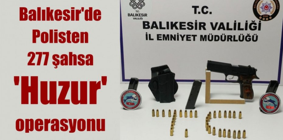 Balıkesir'de Polisten 277 şahsa 'Huzur' operasyonu