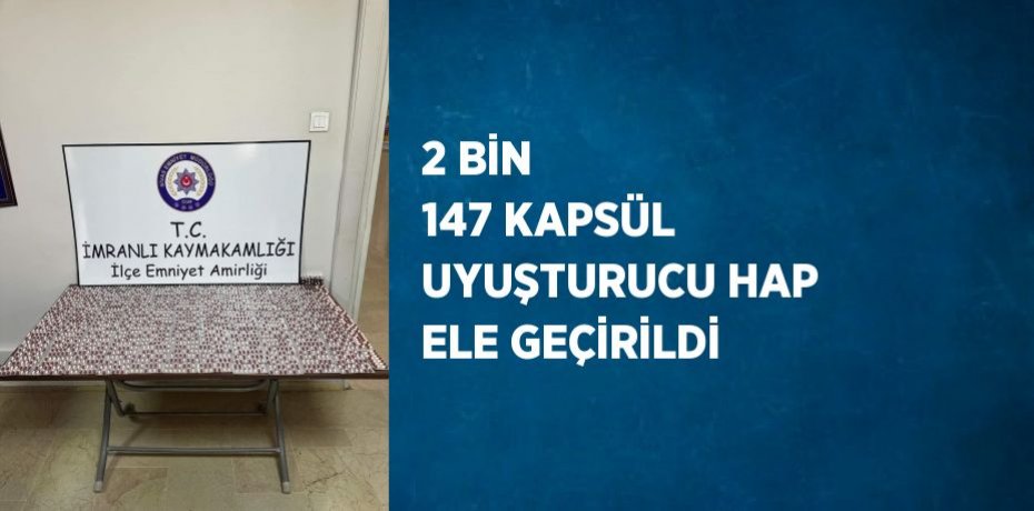 2 BİN 147 KAPSÜL UYUŞTURUCU HAP ELE GEÇİRİLDİ