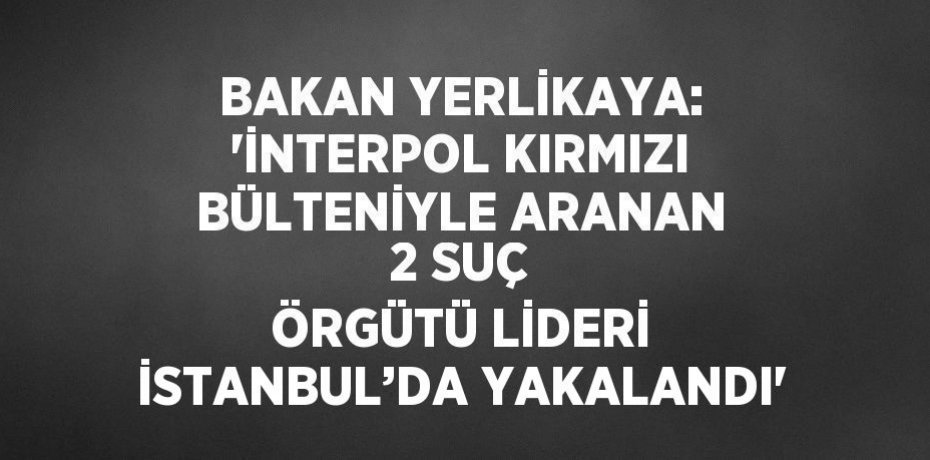 BAKAN YERLİKAYA: 'İNTERPOL KIRMIZI BÜLTENİYLE ARANAN 2 SUÇ ÖRGÜTÜ LİDERİ İSTANBUL’DA YAKALANDI'