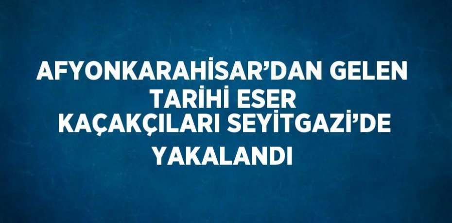 AFYONKARAHİSAR’DAN GELEN TARİHİ ESER KAÇAKÇILARI SEYİTGAZİ’DE YAKALANDI