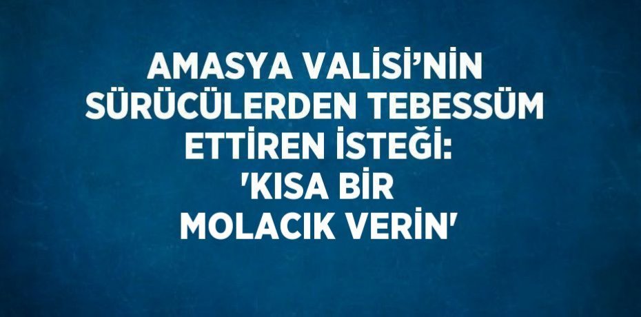 AMASYA VALİSİ’NİN SÜRÜCÜLERDEN TEBESSÜM ETTİREN İSTEĞİ: 'KISA BİR MOLACIK VERİN'