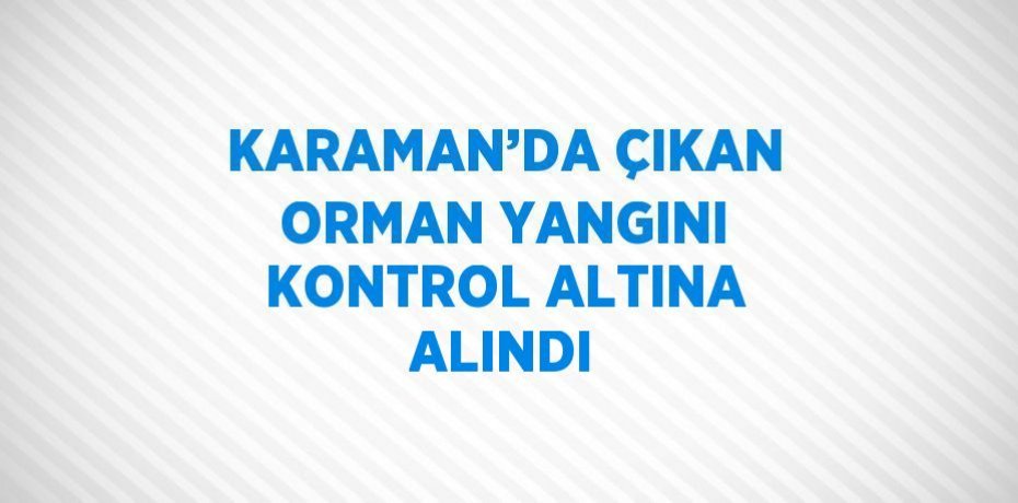 KARAMAN’DA ÇIKAN ORMAN YANGINI KONTROL ALTINA ALINDI