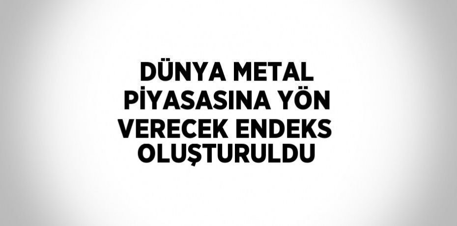 DÜNYA METAL PİYASASINA YÖN VERECEK ENDEKS OLUŞTURULDU