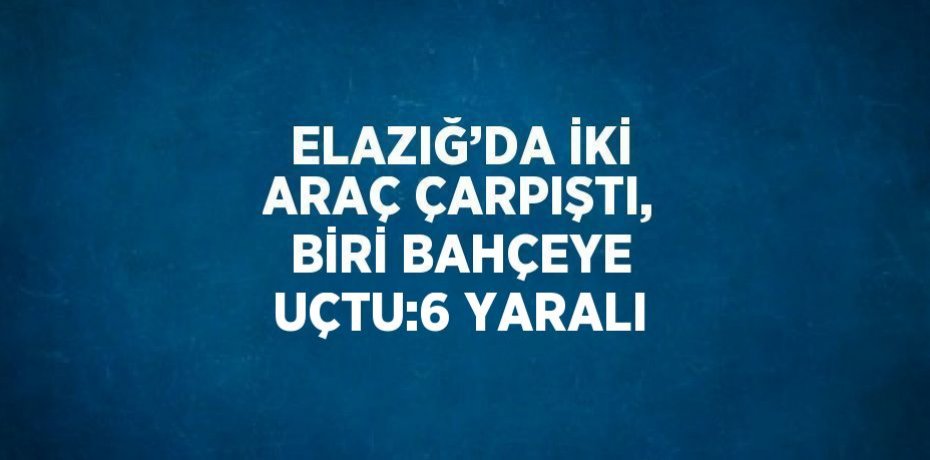 ELAZIĞ’DA İKİ ARAÇ ÇARPIŞTI, BİRİ BAHÇEYE UÇTU:6 YARALI