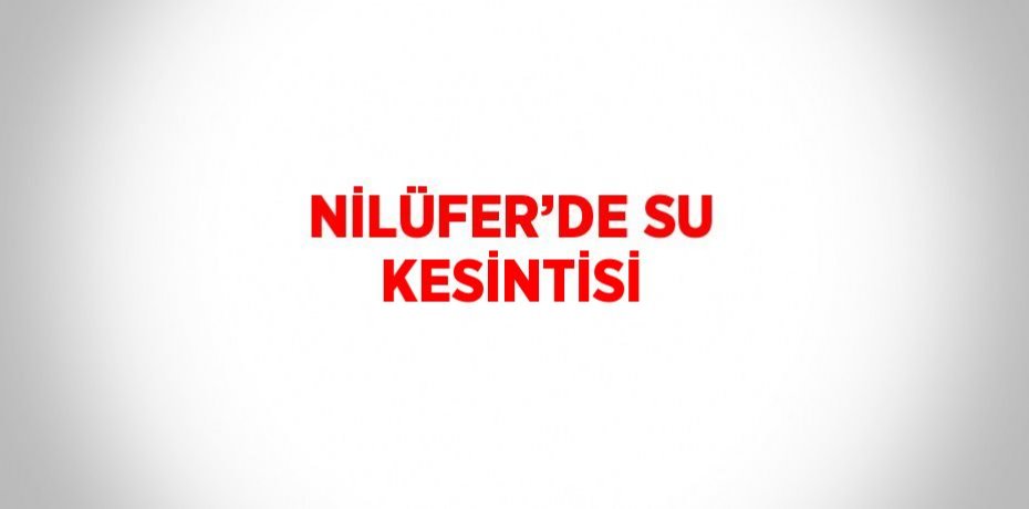 NİLÜFER’DE SU KESİNTİSİ