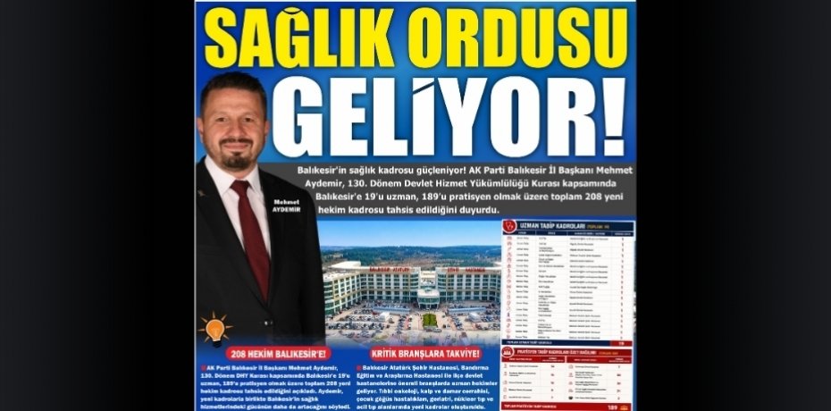 SAĞLIK ORDUSU GELİYOR!