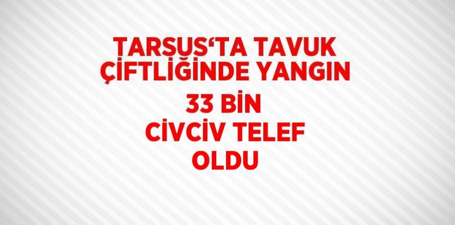 TARSUS‘TA TAVUK ÇİFTLİĞİNDE YANGIN 33 BİN CİVCİV TELEF OLDU