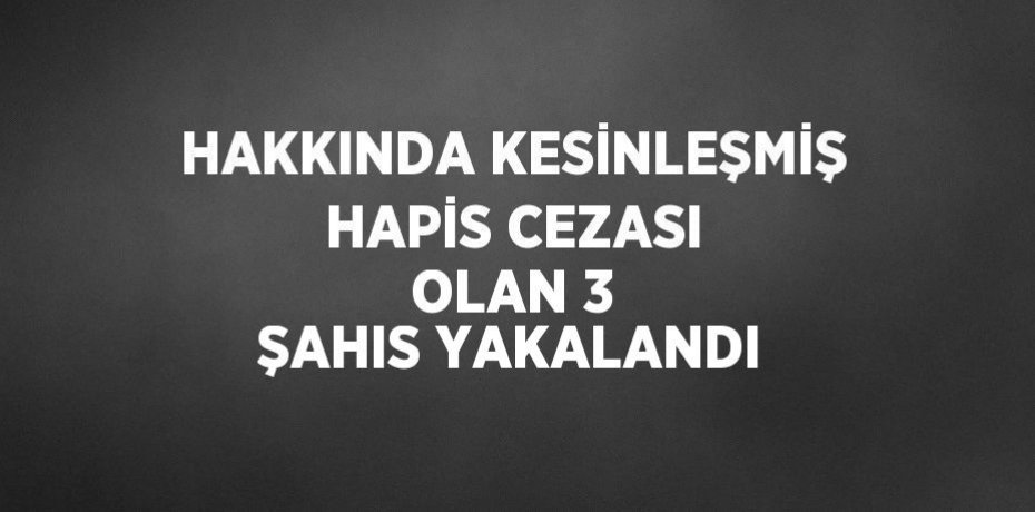HAKKINDA KESİNLEŞMİŞ HAPİS CEZASI OLAN 3 ŞAHIS YAKALANDI